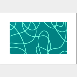 Teal Line Art Posters and Art